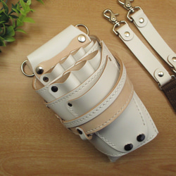 トリマー向き】 本革 6丁差し シザーケース (キャメル×カラフル) TSC