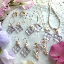 14KGF カランコエカットグリーンアメジスト 淡水パール ネックレス 9枚目の画像