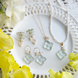 14KGF カランコエカットグリーンアメジスト 淡水パール ネックレス 8枚目の画像