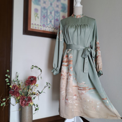 ☆ 着物リメイク/大島紬/7マルキ/泥染め/ラグランスリーブ/ハイネック