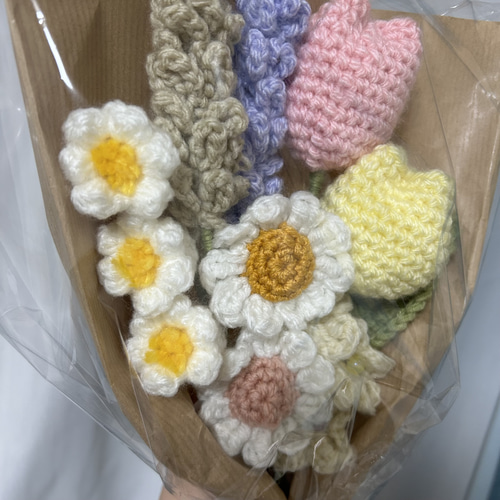 編み物 枯れない花束 毛糸のお花 大きめブーケ◎ その他置物 amu【複数