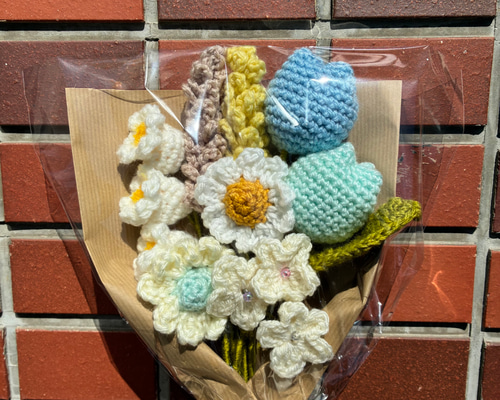 編み物 枯れない花束 毛糸のお花 大きめブーケ◎ その他置物 amu【複数
