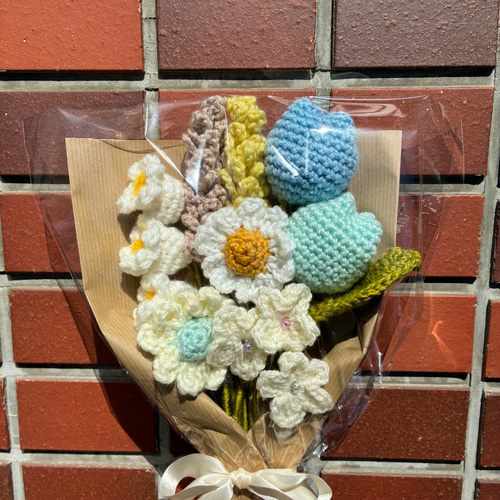 枯れない花束 毛糸の花束 ブーケ 編み物 枯れない花束 毛糸のお花 大きめブーケ◎ その他置物 amu【複数