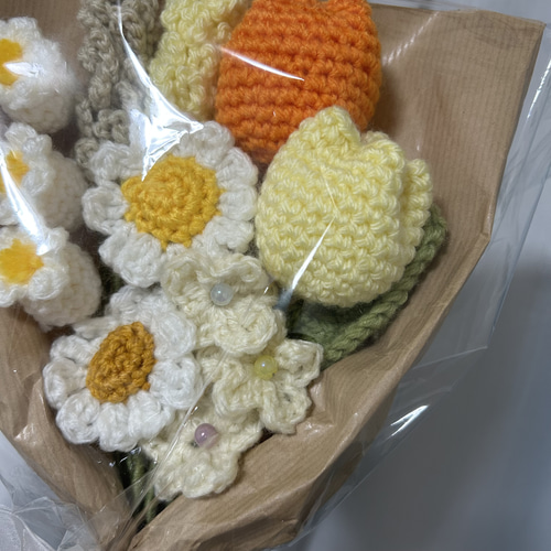 編み物 枯れない花束 毛糸のお花 大きめブーケ◎ その他置物 amu【複数