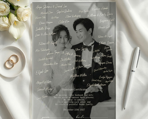 アクリル結婚証明書｜ゲスト参加型｜送料無料｜写真ウェルカムボード