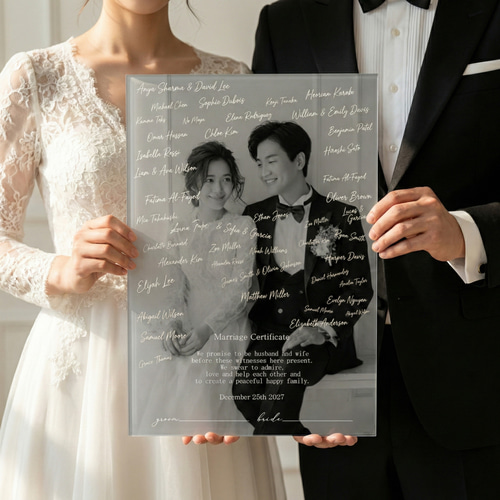アクリル結婚証明書｜ゲスト参加型｜送料無料｜写真ウェルカムボード