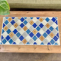 セール《SALE》レトロ柄タイルカフェテーブル《サファイアブルー
