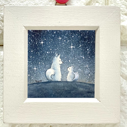 ブルーロータス 青い蓮 画家 小楠アキコ作品 額装サイズ20×20cm 絵画