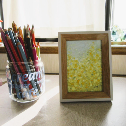 ミモザと春空（パステル画 額縁付き 送料無料） 絵画 takiyo 通販