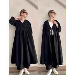 長さ選べる❣️2wayガウンドレス❤️一枚で完成する主役シルエット❤️羽織りとしても❤️BLACK❤️秋冬春❤️式にも 4枚目の画像