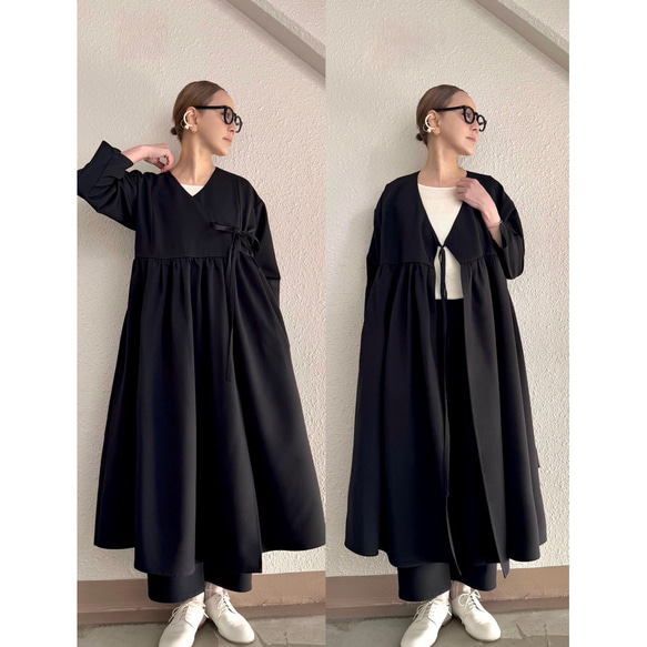 長さ選べる❣️2wayガウンドレス❤️一枚で完成する主役シルエット❤️羽織りとしても❤️BLACK❤️秋冬春❤️式にも 4枚目の画像