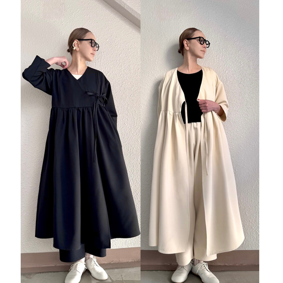 長さ選べる❣️2wayガウンドレス❤️一枚で完成する主役シルエット❤️羽織りとしても❤️BLACK❤️秋冬春❤️式にも 12枚目の画像