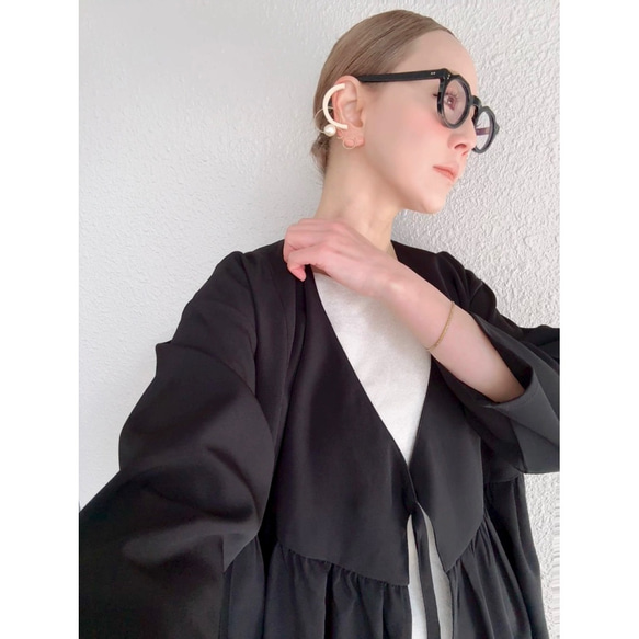 長さ選べる❣️2wayガウンドレス❤️一枚で完成する主役シルエット❤️羽織りとしても❤️BLACK❤️秋冬春❤️式にも 3枚目の画像