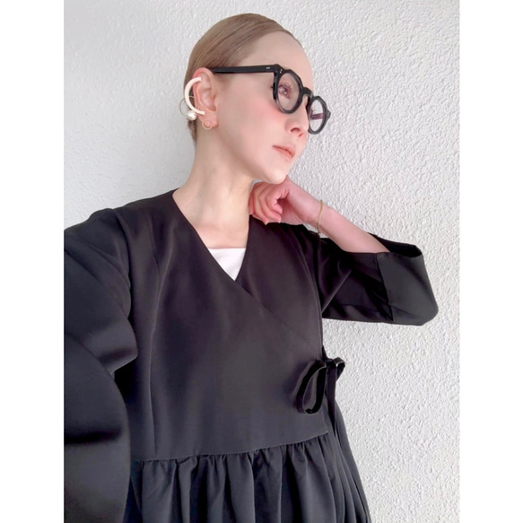 長さ選べる❣️2wayガウンドレス❤️一枚で完成する主役シルエット❤️羽織りとしても❤️BLACK❤️秋冬春❤️式にも 8枚目の画像