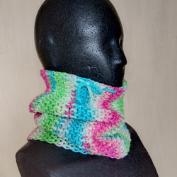 帽子＆スヌード2way☆ピンク・水色・黄緑・白色＊洗濯機OK！ 7枚目の画像