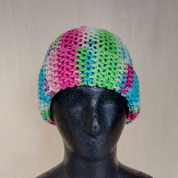 帽子＆スヌード2way☆ピンク・水色・黄緑・白色＊洗濯機OK！ 3枚目の画像