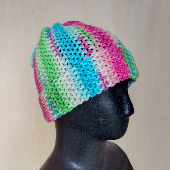 帽子＆スヌード2way☆ピンク・水色・黄緑・白色＊洗濯機OK！ 2枚目の画像