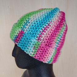 帽子＆スヌード2way☆ピンク・水色・黄緑・白色＊洗濯機OK！ 4枚目の画像