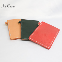 ヌメ革 ツートン定期入れ（オレンジ色）【送料無料】 10枚目の画像