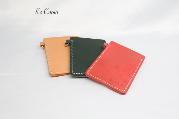 ヌメ革 ツートン定期入れ（オレンジ色）【送料無料】 10枚目の画像