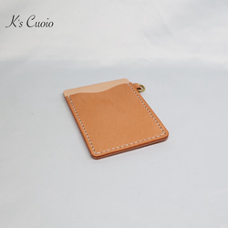 ヌメ革 ツートン定期入れ（オレンジ色）【送料無料】 4枚目の画像