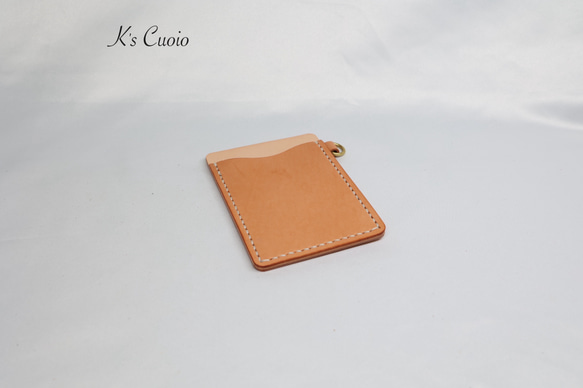 ヌメ革 ツートン定期入れ（オレンジ色）【送料無料】 4枚目の画像
