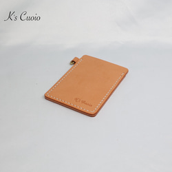 ヌメ革 ツートン定期入れ（オレンジ色）【送料無料】 6枚目の画像