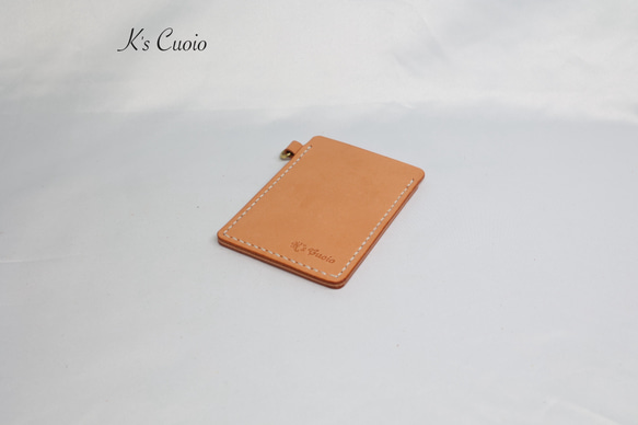 ヌメ革 ツートン定期入れ（オレンジ色）【送料無料】 6枚目の画像