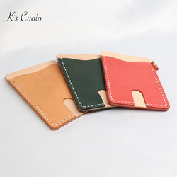 ヌメ革 ツートン定期入れ（オレンジ色）【送料無料】 9枚目の画像