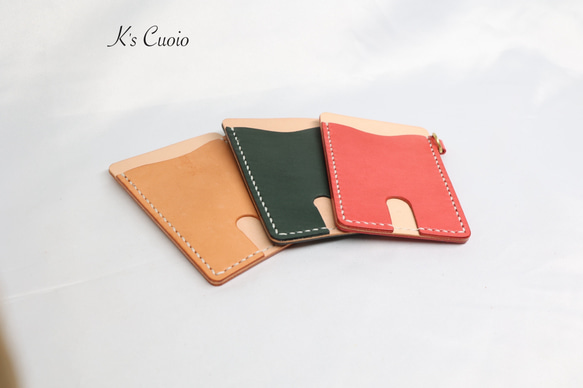 ヌメ革 ツートン定期入れ（オレンジ色）【送料無料】 9枚目の画像