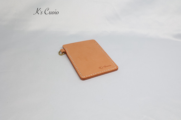 ヌメ革 ツートン定期入れ（オレンジ色）【送料無料】 5枚目の画像