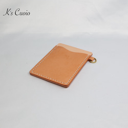 ヌメ革 ツートン定期入れ（オレンジ色）【送料無料】 3枚目の画像