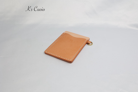 ヌメ革 ツートン定期入れ（オレンジ色）【送料無料】 3枚目の画像