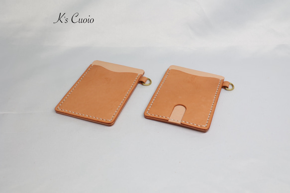 ヌメ革 ツートン定期入れ（オレンジ色）【送料無料】 7枚目の画像