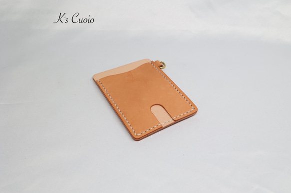 ヌメ革 ツートン定期入れ（オレンジ色）【送料無料】 2枚目の画像