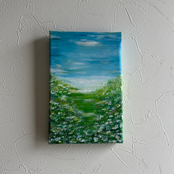 原画テクスチャーアート風景画⭐︎シロツメグサの野原 絵画 vie fleur
