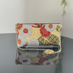 帯リメイクバッグ 煌めく孔雀 Mサイズ 和装バッグ 帯バッグ トート