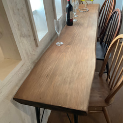 カフェ用 W1500シャビー調レトロろくろ足カウンターテーブル