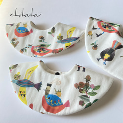 再販★なみなみ水彩×ナチュラルライラック★ ハンドメイド　リバーシブル　スタイ リバーシブルデニムスタイ スタイ・よだれかけ chikuku 通販 17799251