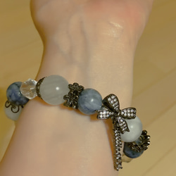 ブルータピオカ瑪瑙ブレスレット，タピオカアゲート！かわいいブルー