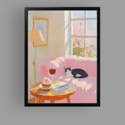 絵画 | イラストポスター 43 ☆ 【きれいなシャム猫】 絵画 アカザ麦