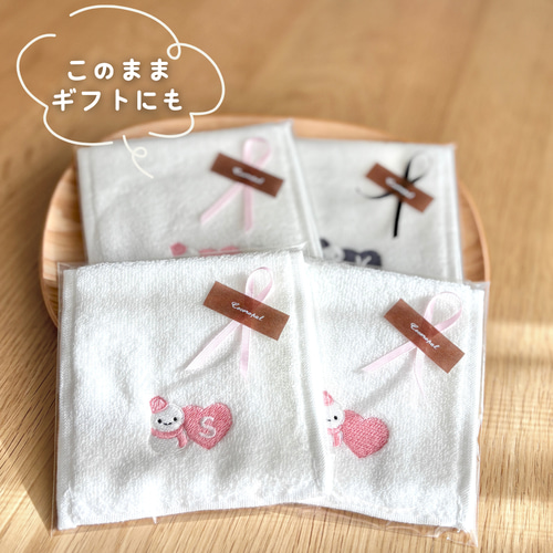 選べる推し色】名入れ刺繍 雪だるま 今治タオルハーフハンカチ