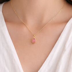 14kgf ピンクオパール ネックレス 一粒 桜色 春 お守り 天然石 3枚目の画像