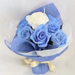 プリザーブドフラワー星空の輝きブルーローズ花束（花束ラッピング