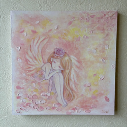 テクスチャーアート 眠る天使の絵 F3サイズ アクリル画 原画 癒しの