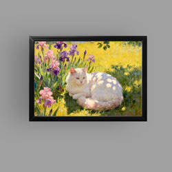 絵画。原画手描【夜の散歩が好きな白い猫】 絵画 アカザ麦 通販