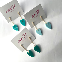 ハート×細身チェーン　ピアス　イヤリング 2枚目の画像