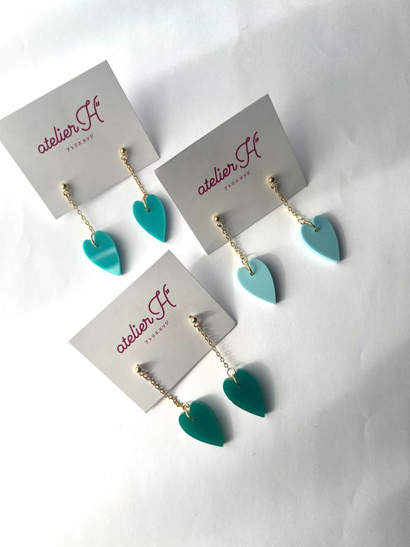 ハート×細身チェーン　ピアス　イヤリング 2枚目の画像