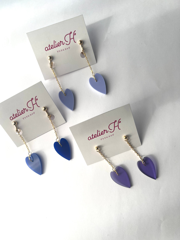 ハート×細身チェーン　ピアス　イヤリング 5枚目の画像