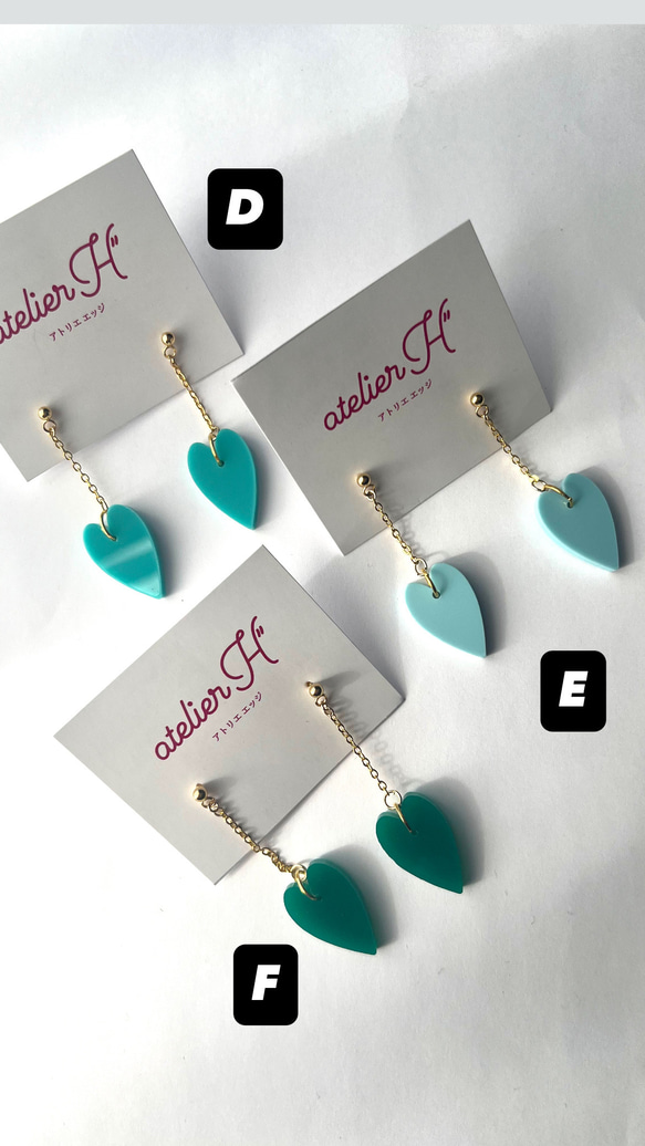 ハート×細身チェーン　ピアス　イヤリング 7枚目の画像